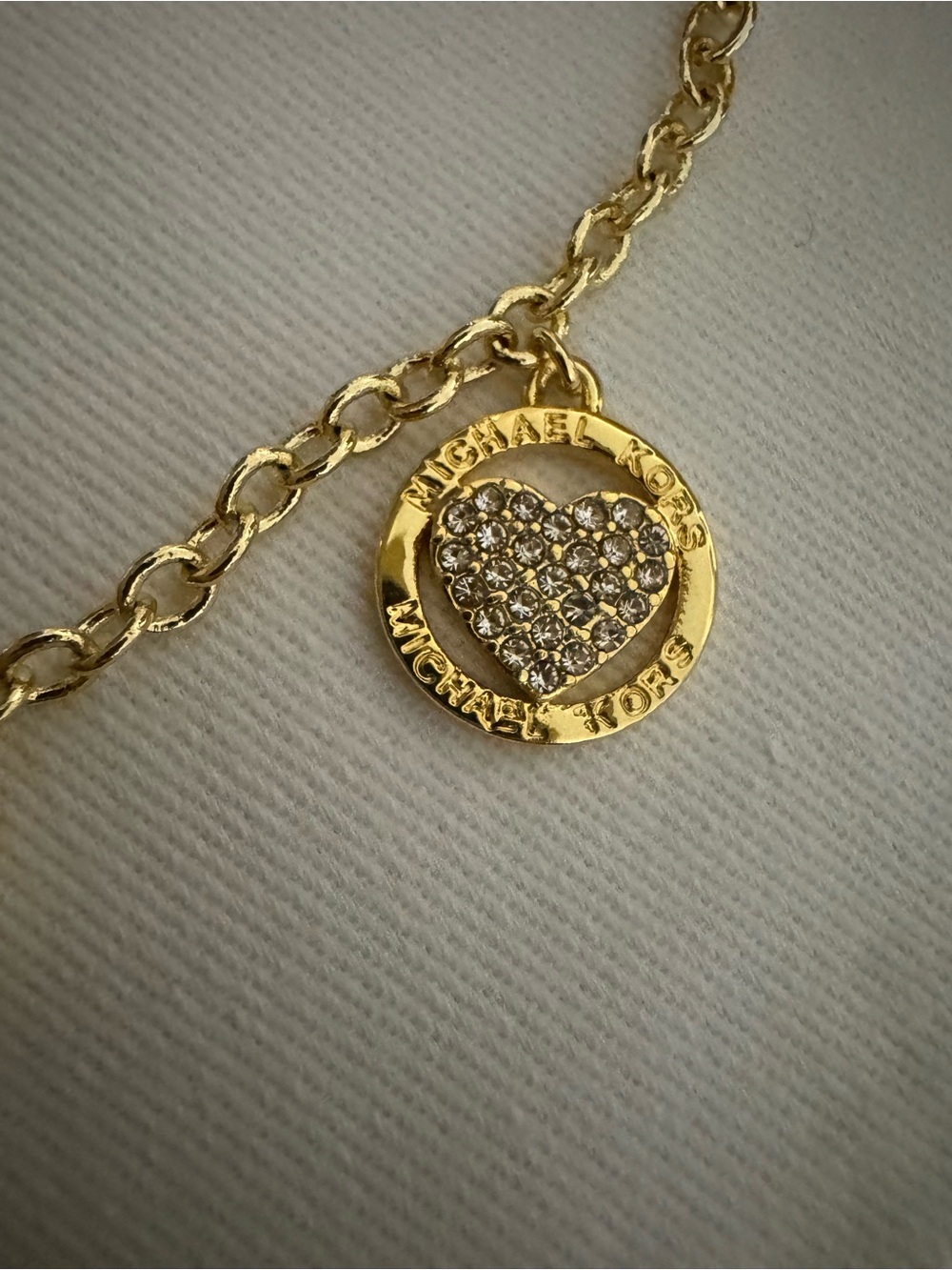 Michael Kors Gold Heart Charm Link Bracelet with Crystal Accents - Picture 8 of 8